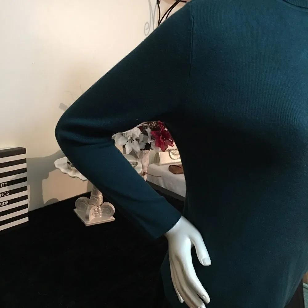 CHICOS micro ribbed lite weight long sleeve‎